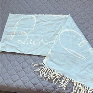 Burberry Cashmere Light Blue and White Scarf